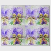 Waterverf Paarse Viola Pansy bloemen Cadeaupapier (Vlak)