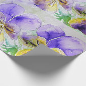 Waterverf Paarse Viola Pansy bloemen Cadeaupapier (Hoek)