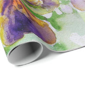 Waterverf Paarse Viola Pansy bloemen Cadeaupapier (Rol Hoek)