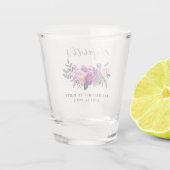 Waterverf Paarse Violet Floral Bachelorette Shot Glas (Achterkant)