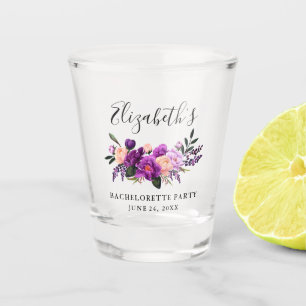 Waterverf Paarse Violet Floral Bachelorette Shot Glas