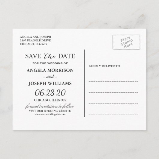 Waterverf Paarse Violet Floral Save the Date Aankondigingskaart (Achterkant)