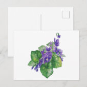 Waterverf Paarse Violet Flower Floral Art Briefkaart (Voorkant / Achterkant)