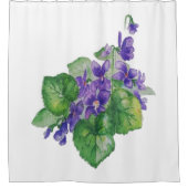 Waterverf Paarse Violet Flower Floral Art Douchegordijn (Voorkant)