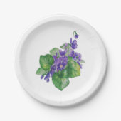 Waterverf Paarse Violet Flower Floral Art Papieren Bordje (Voorkant)