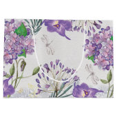 Waterverf Paarse Violet Hydrangeas Dragonfly Large Cadeautasje (Achterkant)