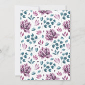 Waterverf Paarse Violet Peonies bruiloft Kaart (Achterkant)