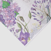 Waterverf Paarse Violets Hydrangeas Greeneras Tissuepapier (Detail)