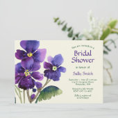 Waterverf Paarse Violets Vrijgezellenfeest Kaart (Staand voorkant)