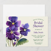 Waterverf Paarse Violets Vrijgezellenfeest Kaart (Voorkant / Achterkant)