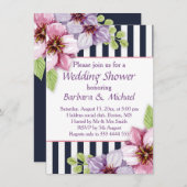 Waterverf paarse violette bloemen Trouwdouche Kaart (Voorkant / Achterkant)