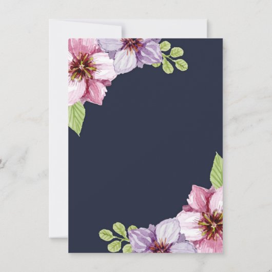 Waterverf paarse violette bloemen Trouwdouche Kaart (Achterkant)