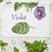 waterverf Paarse vioolbladeren Theedoek (Gevouwen)