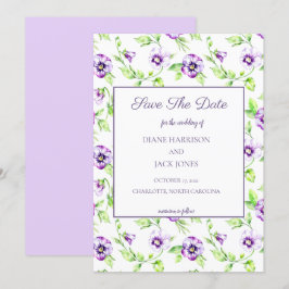 Waterverf Paarse Viooltjes Bewaar de Datum Kaart