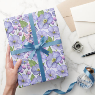 Waterverf Paarse Viooltjes & Bloemmotief Cadeaupapier