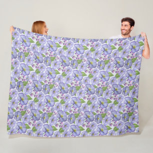 Waterverf Paarse Viooltjes & Bloemmotief Fleece Deken