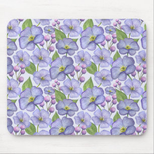 Waterverf Paarse Viooltjes & Bloemmotief Muismat