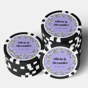 Waterverf Paarse Viooltjes & Bloemmotief Poker Chips
