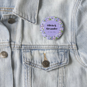 Waterverf Paarse Viooltjes & Bloemmotief Ronde Button 5,7 Cm