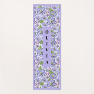 Waterverf Paarse Viooltjes & Bloemmotief Yogamat