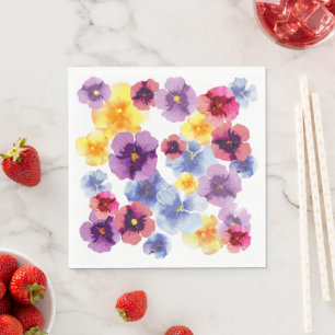Waterverf Paarse Viooltjespatroon Boho Bruiloftsfe Servet