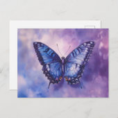 Waterverf Paarse vlinder Briefkaart (Voorkant / Achterkant)