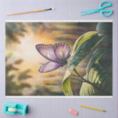 Waterverf Paarse vlinder op een bladontkoppeling Tissuepapier (Craft)