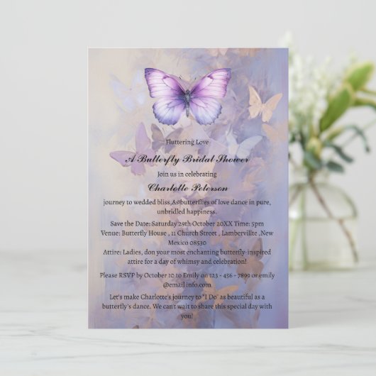 Waterverf Paarse Vlinder Vrijgezellenfeest Kaart (Staand voorkant)