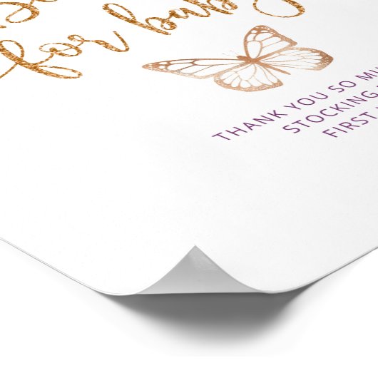 Waterverf paarse vlinderboeken voor baby poster (Hoek)