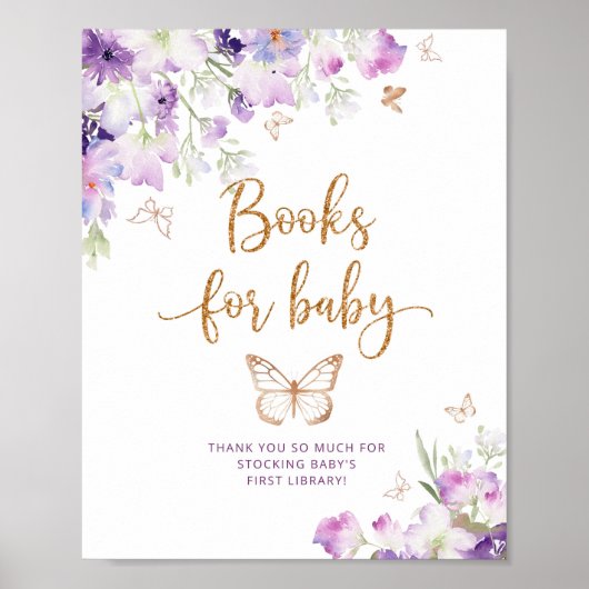Waterverf paarse vlinderboeken voor baby poster (Voorkant)