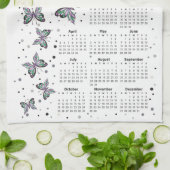 Waterverf Paarse Vlinders 2026 Kalender Theedoek (Gevouwen)