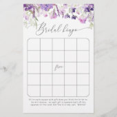 Waterverf paarse vrijgezellenfeest bingo (Voorkant)