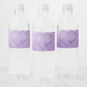 Waterverf Paarse Vrijgezellenfeest bruiloft hart l Waterfles Etiket