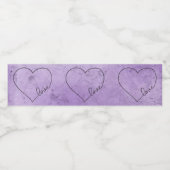 Waterverf Paarse Vrijgezellenfeest bruiloft hart l Waterfles Etiket (Enkel label)