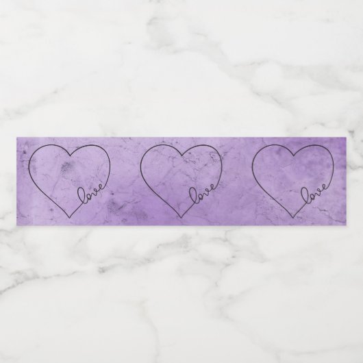 Waterverf Paarse Vrijgezellenfeest bruiloft hart l Waterfles Etiket (Enkel label)