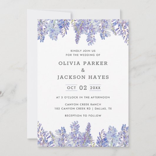 Waterverf Paarse weddenschap Wisteria Kaart (Voorkant)