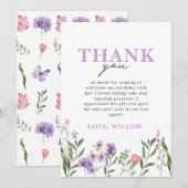 Waterverf Paarse wilde bloem Bedankkaart (Voorkant / Achterkant)