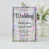 Waterverf paarse wilde bloem rustieke bruiloft kaart (Staand voorkant)