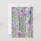 Waterverf paarse wilde bloem rustieke bruiloft kaart (Achterkant)