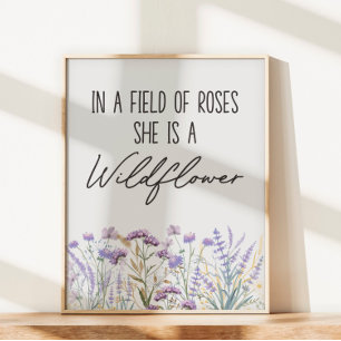 Waterverf Paarse Wilde Bloem Tuin Natuur Citaat Poster