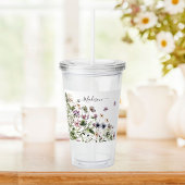 Waterverf Paarse wilde bloemen Acryl Drinkbeker