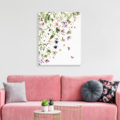Waterverf Paarse Wilde Bloemen Canvas Afdruk (Insitu (Woonkamer))