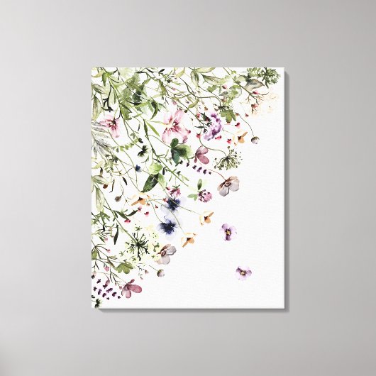 Waterverf Paarse wilde bloemen Canvas Afdruk (Voorkant)