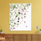Waterverf Paarse wilde bloemen Canvas Afdruk (Insitu (Woonkamer))
