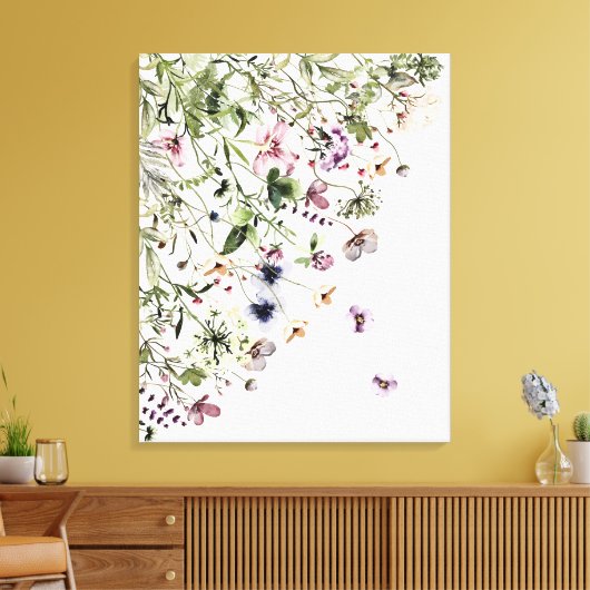 Waterverf Paarse wilde bloemen Canvas Afdruk (Insitu (Woonkamer))