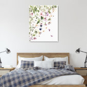 Waterverf Paarse wilde bloemen Canvas Afdruk (Insitu (Slaapkamer))