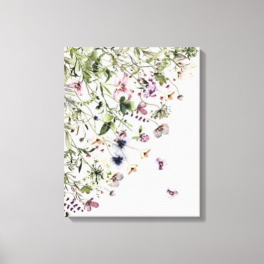 Waterverf Paarse Wilde Bloemen Canvas Afdruk (Voorkant)