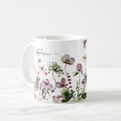 Waterverf Paarse wilde bloemen Koffiemok (Voorkant links)