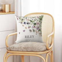 Waterverf Paarse Wilde Bloemen met Initiaal