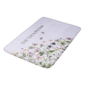 Waterverf Paarse Wilde Bloemen met Monogram Badmat (Gekanteld)